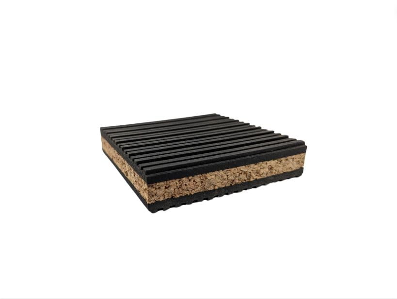 COREX 4"x 4" PROFESSIONAL GRADE Cork and Ribbed Neoprene Vibration Pad 4 Pack - size: 4x4