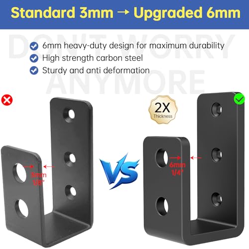 2x4 Door Barricade Brackets (8pcs),1/4" Thickness Heavy-Duty Metal U Bracket for Home, Garage, Gate, Barn, Shed, Black - color: 8 pack-6MM