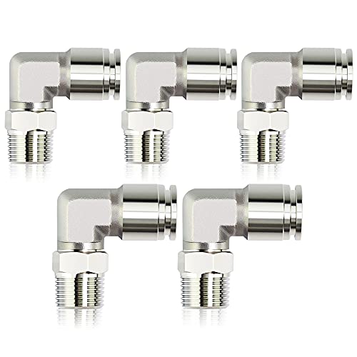 TAILONZ PNEUMATIC 304 Stainless Steel Male Elbow - 3/8 Inch Tube OD x 1/8 Inch NPT Thread 90 Push to Connect Tube Fitting PL-3/8-N1 (Pack of 5) - size: 3/8''OD 1/8''NPT