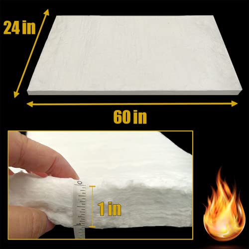 Cedolio 60" x24" x1"(Thick) Ceramic Fiber Blanket Fireproof Insulation - size: 60"*24"*1"/1 piece