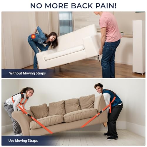 Ytonet Moving Straps for Lifting Furniture, Lifting Strap with Back Support - size: With Back Support-Standard