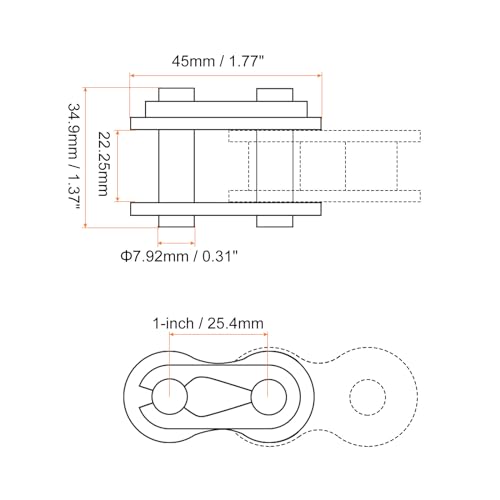 uxcell 6Pcs #80 Chain Master Connector Link Roller, 1" Pitch Carbon Steel, Standard Connecting Split Links for 16A Chain - size: #80
