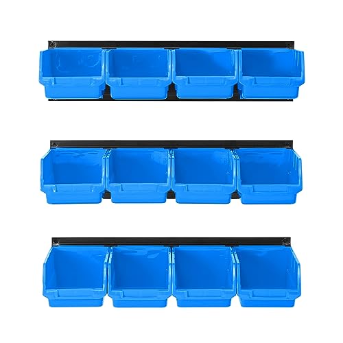Ultrawall Wall Mounted Storage Bins, Plastic Hanging Storage Organizer Bins - color: Blue