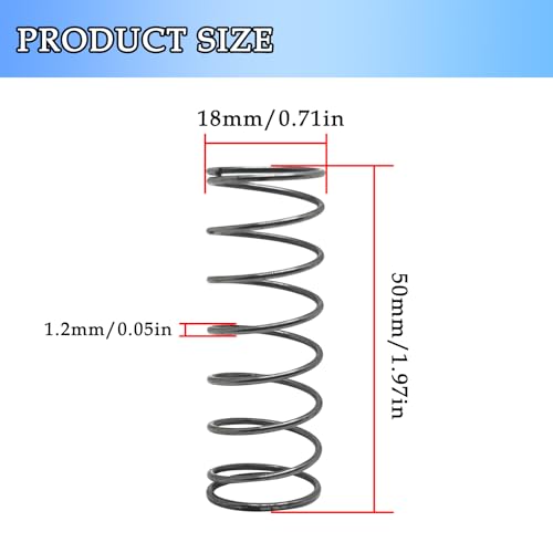 10 Pcs Compression Spring,Spring Steel,for Repair Industry and DIY Restoration Projects,1.2mm Wire Size,18mm OD,50mm Free Length - size: 1.2x18x50mm