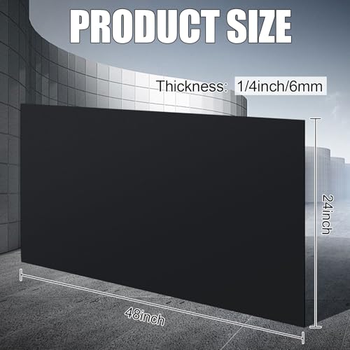 Threehoney 1/4" Thick 24 x 48 Inch Black HDPE Plastic Sheet - color: Black, size: 24 x 48 Inch