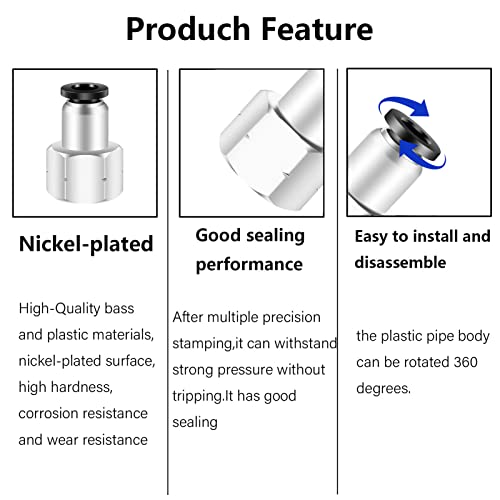 1/4 Female NPT Push to Connect Air Fittings,CEKER 1/4 inch Air Tube Fitting 1/4" Od Tubing Air Line Quick Connect Fittings Female Pneumatic Fittings Push Lock Fittings Connectors 5Packs - size: 1/4" OD X 1/4" FNPT