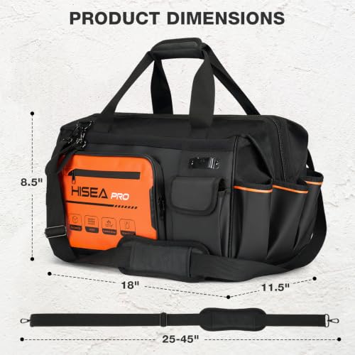 HISEA Tool Bag, 18-Inch Tool Tote, 29 Pockets Waterproof Tool Organizer Bag