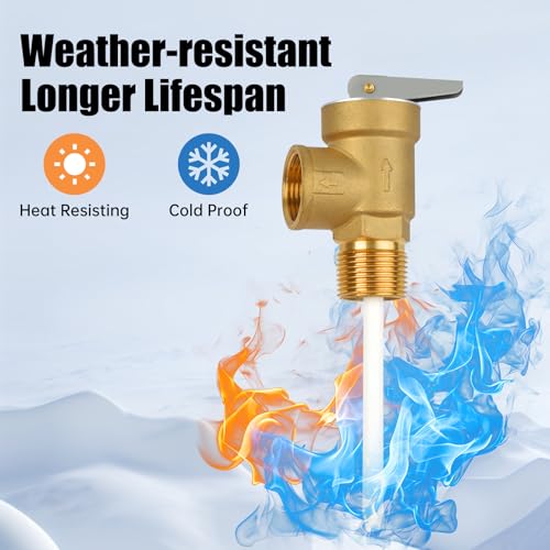 210°F 150 Psi Temperature and Pressure Relief Valve Automatic with Extension Probe and Lever, 3/4"NPT Pressure Relief Valve, All Brass Body, CSA LISTED