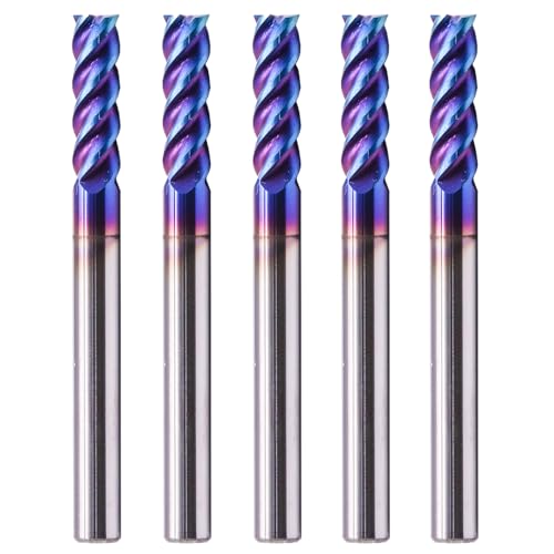 4 Flute Tungsten Carbide Square End Mill(5Pcs, 3/16"), TiAlsiN Nano Coated