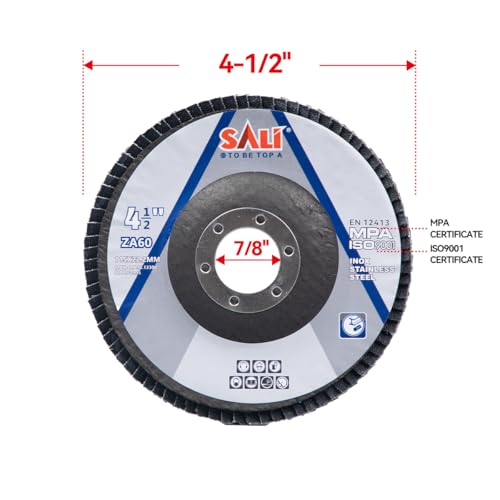 SALI Flap Discs 60 Grit, 4-1/2" x 7/8"-Inch Flap Sanding Disc, Type 29 Zirconia Grinding Wheel, Metal, Steel, Stainless Steel Grinding (10 Pack) - style: Grit 60