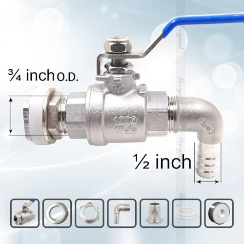 Beer Brewing Equipment, Stainless Steel Spigot,1/2 in Elbow Barb