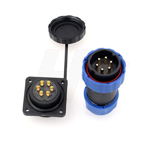HangTon HE29 6 Pin Bulkhead Plastic Connector Industrial Power Waterproof IP68 Male Female Plug Panel Socket 4-Screw (6 pin 25A 380V) - size: 6 pin 25A 380V