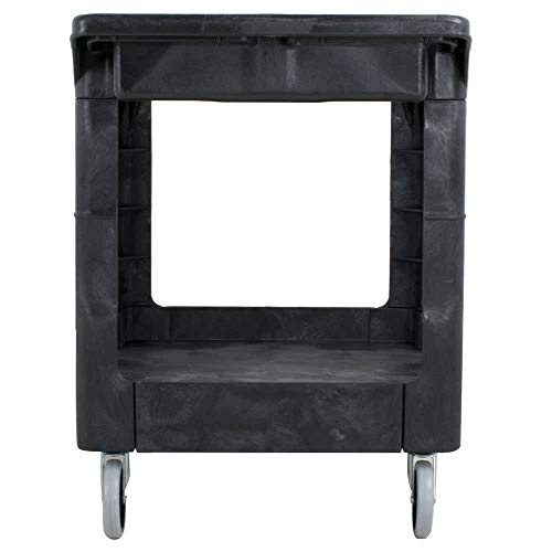 Rubbermaid Commercial Products 2-Shelf Utility/Service Cart Medium Flat Shelves Storage Handle 500 lbs. Capacity for Warehouse/Garage/Cleaning/Manufacturing - size: Medium 2-Shelf, style: Flat Handle
