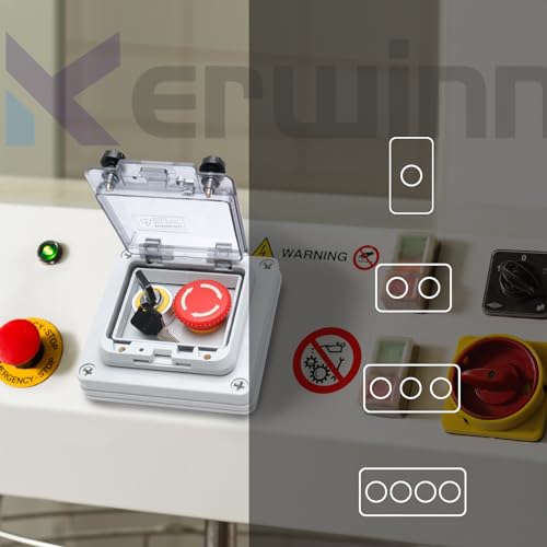 Button Box Green +Red Momentary Push Button Switch with Protective Cover IP67 Outdoor Waterproof Anti-misoperation Switch Button Switch Station Box