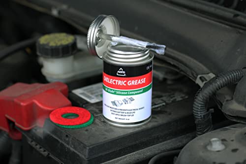 AGS Dielectric Grease for Electrical Connectors – 4oz Silicone Grease for Spark Plugs, Battery Terminals, Wiring & Connectors, Made in USA Since 1931, Brush-Top Can for Precise, Mess-Free Application - size: 4oz