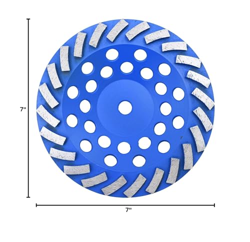 7 in. x 5/8-11 in. Threaded Arbor 24 Segments Diamond Turbo Grinding Cup Wheel, 7 Inch Diamond Cup Grinding Wheel for Granite Marble Concrete (5/8"-11 Threaded) - style: 7 Inch 5/8"-11 Threaded
