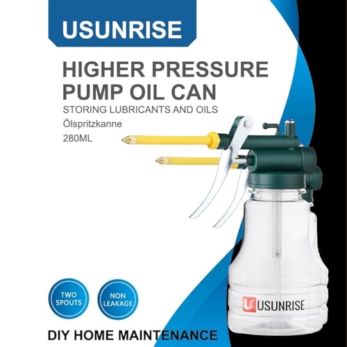 2 Sets Oil Can Transparent High Pressure Oiler Lubrication Oil Can Bottle Oiling Gun with Rigid & Flex Spout Thumb Pump Tool Oiler