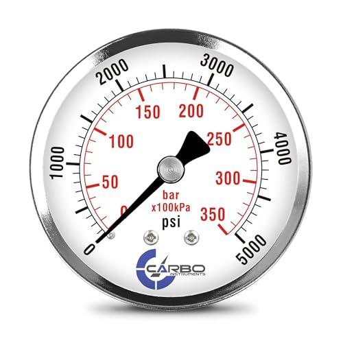 2-1/2" Pressure Gauge, Chrome Plated Steel Case, Dry, 0-5000 psi/kPa, Back Mount 1/4" NPT - style: 0-5000 psi