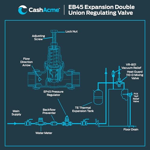 Cash Acme EB45 Pressure Regulating Valve, Double Union, 1-1/4 Inch Expansion, Metal Top, 60 PSI, PVA35M-DUEX-60 - size: 1-1/4 in., 60 PSI