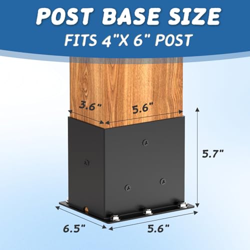 2 Pcs 4"×4" Post Base|Inner Size (3.6" x5.6“)| - size: 4“x 6", style: 2 Set