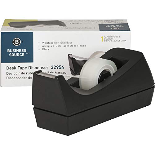 Business Source Standard Desktop Tape Dispenser, Black, 1 in (BSN32954) (Pack of 3) - size: 1 In (Pack of 3)