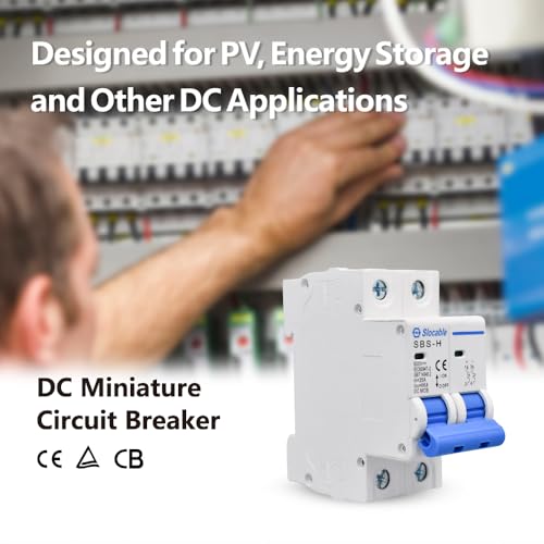 DC Miniature Circuit Breaker, 2P 25Amp 500V Breakers Electrical for Solar Panels Grid System Din Rail Mounting (25A)