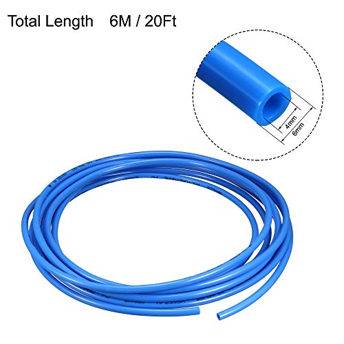 uxcell Pneumatic Air Tubing 6mm OD x 4mm ID 6m (236") PU Blue