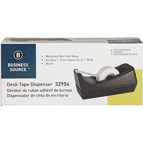 Business Source Standard Desktop Tape Dispenser, Black, 1 in (BSN32954) (Pack of 3) - size: 1 In (Pack of 3)