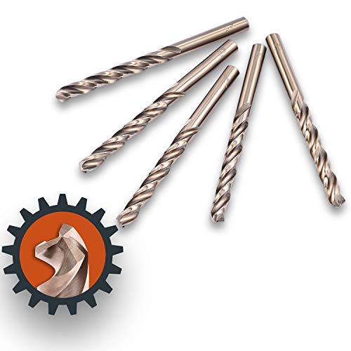Lichamp 5Pcs 3/8" HSS Cobalt Drill Bits, 3 Flute Design, for Hard Metal - size: 3/8 in