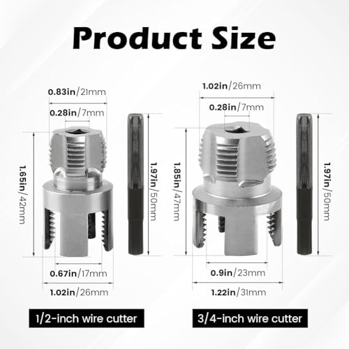 Integrated Internal & External Pipe Threading Tool,Pipe Thread Cuttings Tool,1/2'' 3/4'' Dies,Pipe Sizes Rethreading Tool,Dual-Function Pipe Thread Cutting Tool,for Drill Cutting Threading