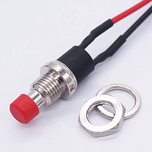 Twidec/4Pcs Latching Push Button Switch 3A 250V AC 2 Pins Self-Locking SPST ON/Off Red Mini Switch Pre-soldered Wires L-PBS-110-XR - color: Red-7mm, size: Latching