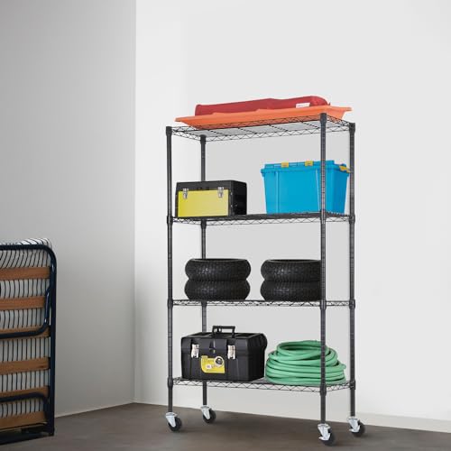 PayLessHere | 4-Tier Wire Shelf | 36"x14"x62" | Black - color: Black, size: 36"D x 14"W x 62"H