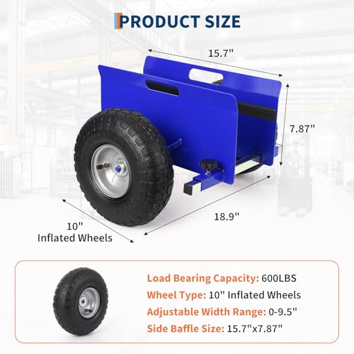 600 LBS Panel Dolly, Adjustable Drywall Dolly with 10" Tires, Door Dollies - size: Blue-2 PCS