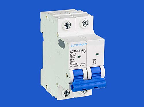 2 Poles 63A 400V Low-Voltage Miniature Circuit Breaker Din Rail Mount NXB-63A/C63 (C63/63A)