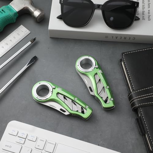 Tondiamo 2 Pcs Folding Pocket Utility Knife Box Cutter, Green - color: Green