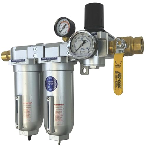 3/4" NPT Industrial (3-Stage) Moisture Removing Particulate Filter Water Separator and Oil, Moisture Vapor Removing Coalescing Filter and Air Pressure Regulator - size: 3/4" NPT, style: 3-STAGE FFR