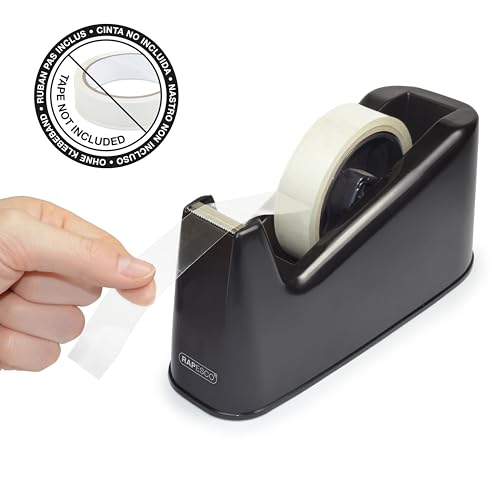 Rapesco RPTD500B 500 Heavy Duty Tape Dispenser, Tape Rolls up to 25 mm x 66 m - Black