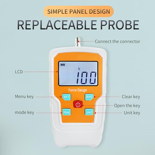 Digital Force Gauge Push and Pull Meter Dynamometer Tension Pressure Tester Thrust Meter Compression Load Plug Force Destructive Tests 100N/10kg/22lbf/360Oz - size: 22LB 100N