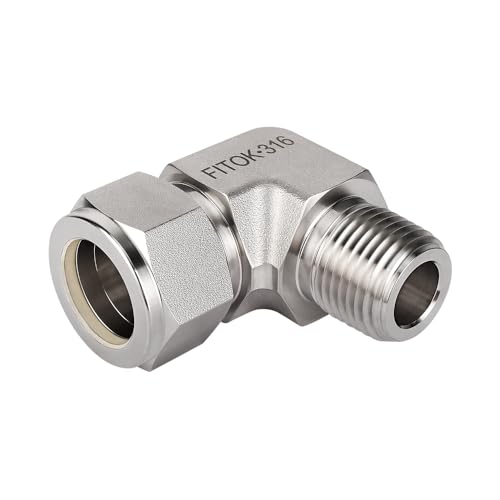316 Stainless Steel Compression Tube Fitting Male Elbow 1/2" Tube OD x 3/8" Male NPT 6700 psi, SS-LM-FL8-NS6 - size: 1/2" OD x 3/8" MNPT