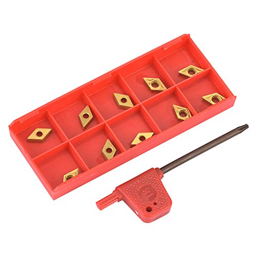 DCMT Carbide Insert Turning Blades, 10-Piece Set with PVD Coating for High Precision CNC Lathe Cutting Tools Suitable for Steel and Cast Iron Machining