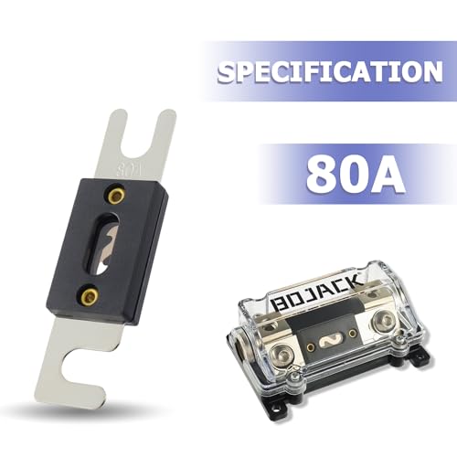 BOJACK 0/2/4 Gauge AWG in-Line ANL Fuse Holder with 80 Amp Fuse No Wire Terminals Needed Inline Fuse Holder with Insulating Cover, Automotive 4, 2, 0 Gauge Fuse Block - size: 80A