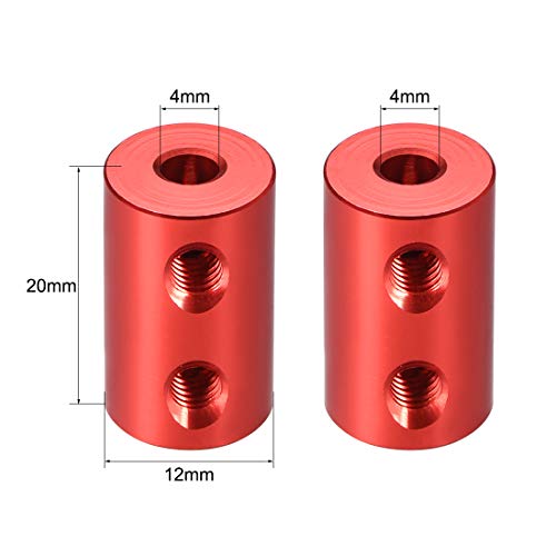 uxcell 4mm to 4mm Bore Rigid Coupling Set Screw L20XD12 Aluminum Alloy,Shaft Coupler Connector for RC Airplane Boat, Motor Accessories,Red,2pcs - size: 4mm to 4mm