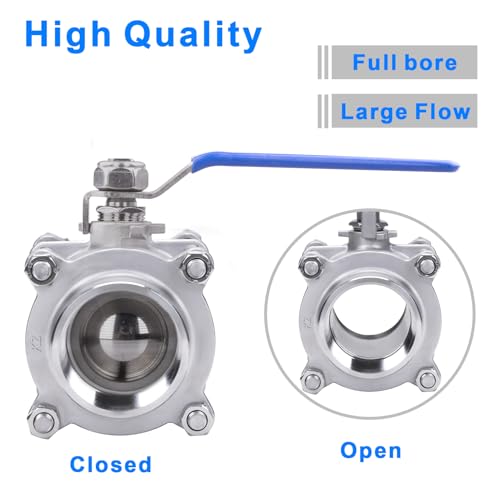 DERNORD Ball Valve 2.5 Inch NPT Threaded - Stainless Steel 304 Female 3 Piece Full Port (2.5" NPT Female) - size: 2.5" NPT Female