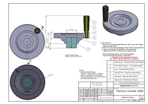 4" Premium Handwheel with Revolving Knob Grip After Processing by The User, it is Used for Machine Tools Such as milling, Lathe, and Drill Press. - size: 4" X Solid Hub