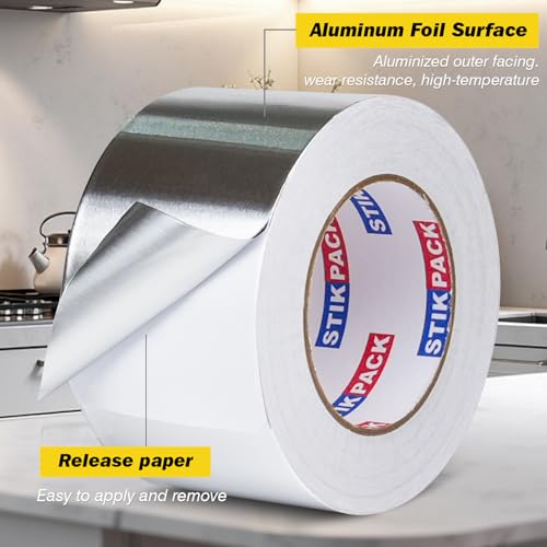 Aluminum Foil Tape 2 inch x 60ft (20 Yards) Heavy Duty HVAC Duct Tape for Ductwork – High Temperature Silver Foil Tape for Insulation, Metal Repair, Exhaust Sealing & Patching - size: 2 Inches x 20 Yards