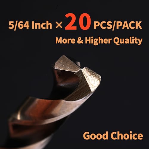 (20PCS) 5/64" Cobalt Drill Bit, HSS M35 Metal Drill Bits for Steel, Stainless Steel, Cast Iron, Hard Plastic and Wood - size: 5/64 20PCS Cobalt