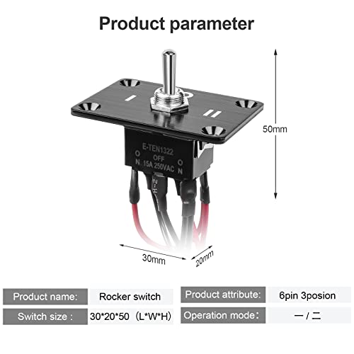 Button Switch Rocker Switch Toggle Switch 6 Pin 3 Position - color: On-Off-On
