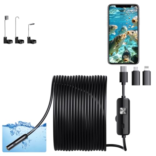 Industrial Endoscope, 1080P Digital Borescope Inspection Camera, 7.9mm IP67 Waterproof Sewer Camera with 4.3" LCD Screen, 8 LED Lights, 16.5FT Semi-Rigid Cable (Black, 16.4FT) - size: 2 meters