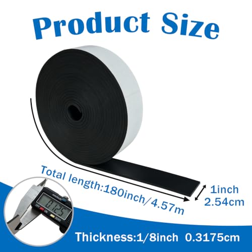 1/8" Thick x 1" W x 180" L Solid Rubber Strip Roll with Adhesive Backing - size: 1" x 1/8" x 180"