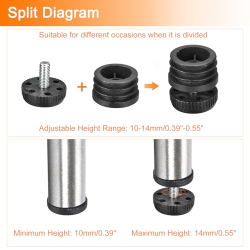 uxcell 4Pcs Inserts for with Leveling Feet,35mm/1.38" OD,M8-1.25mm Thread - size: 35mm